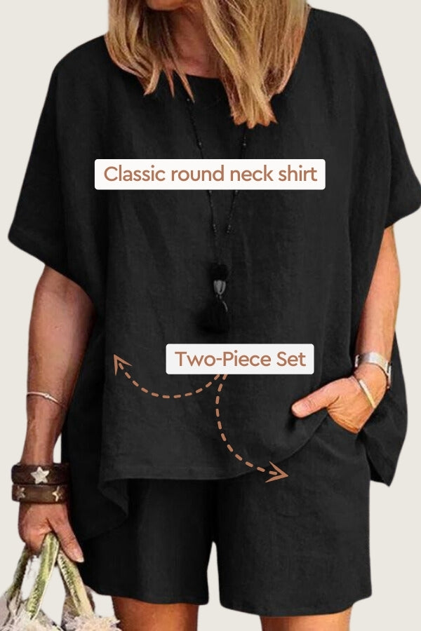 Comfy Linen-like Shirt & Shorts Two-Piece Set - Beach Bum Store