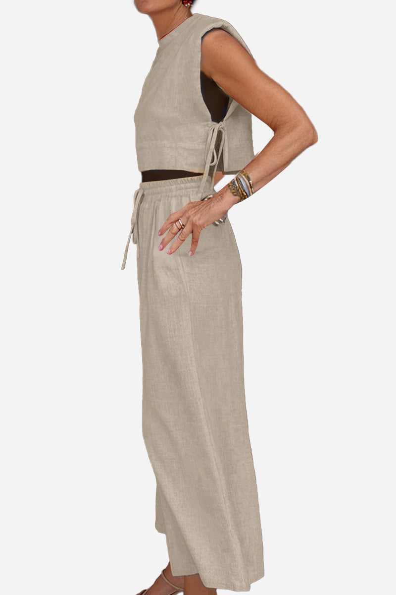 Breathable Cotton-Linen Blend Two-Piece