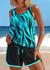 Patchwork Geometric Mint Green Tankini Set