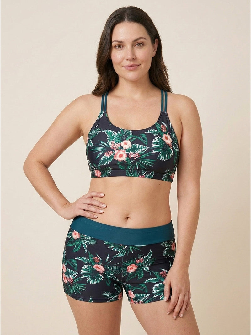 Criss-Cross Back Three-Piece Tankini Set