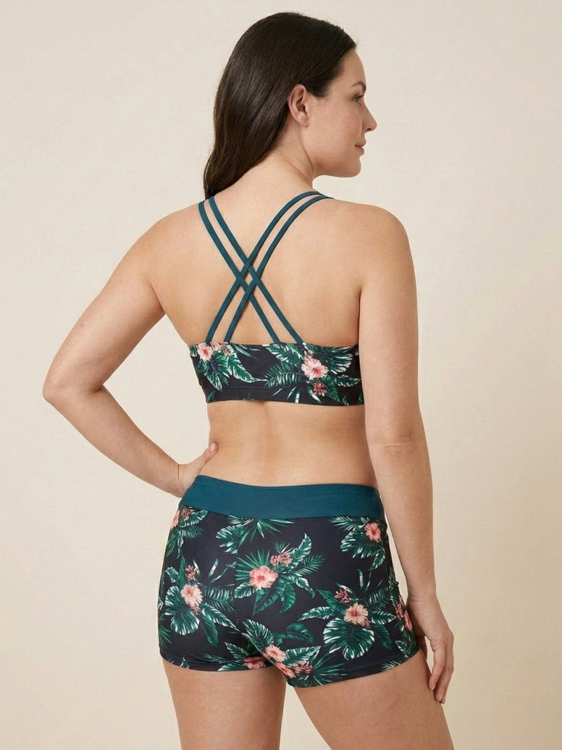 Criss-Cross Back Three-Piece Tankini Set