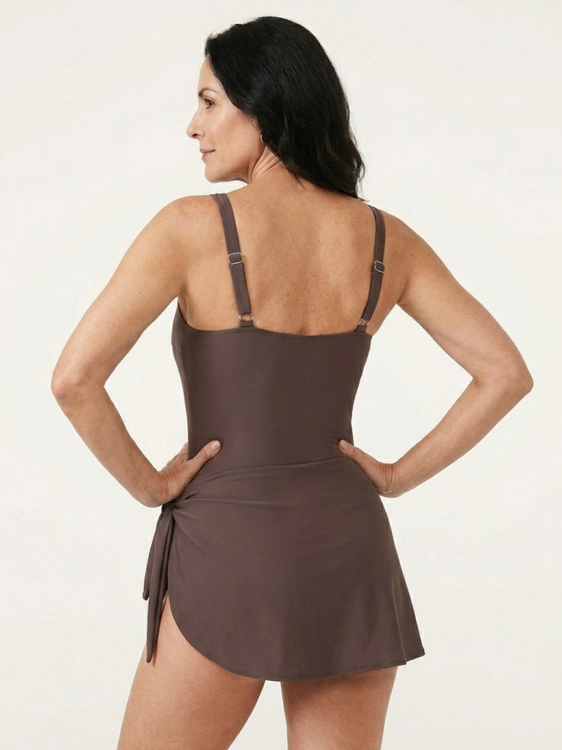 Ruched Wrap One-Piece Swimdress