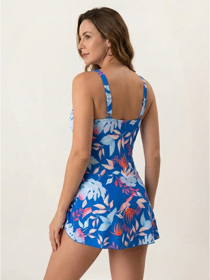 Ruched Wrap One-Piece Swimdress