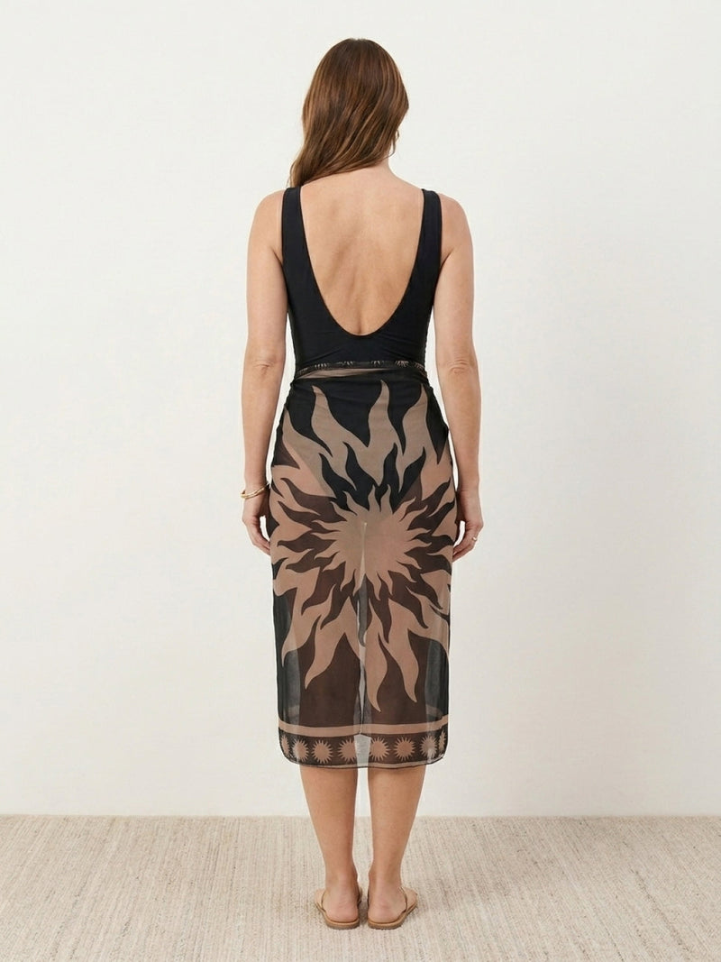 Deep-V Swimsuit with Sarong