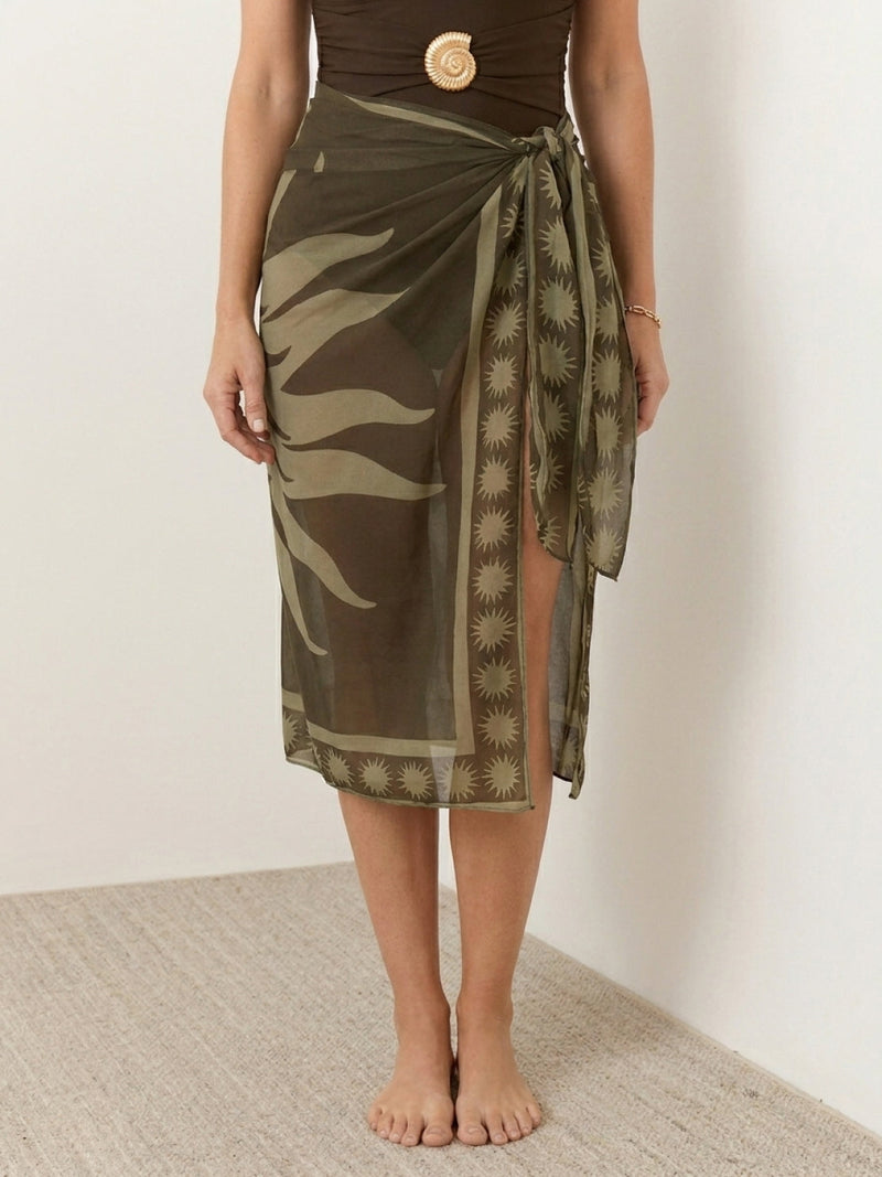Deep-V Swimsuit with Sarong