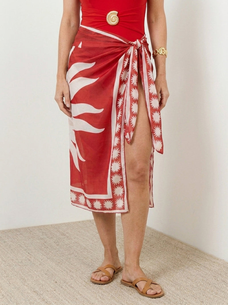 Deep-V Swimsuit with Sarong