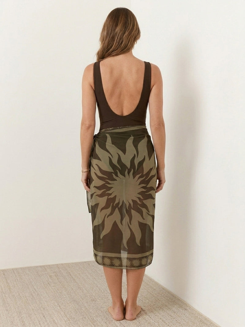 Deep-V Swimsuit with Sarong