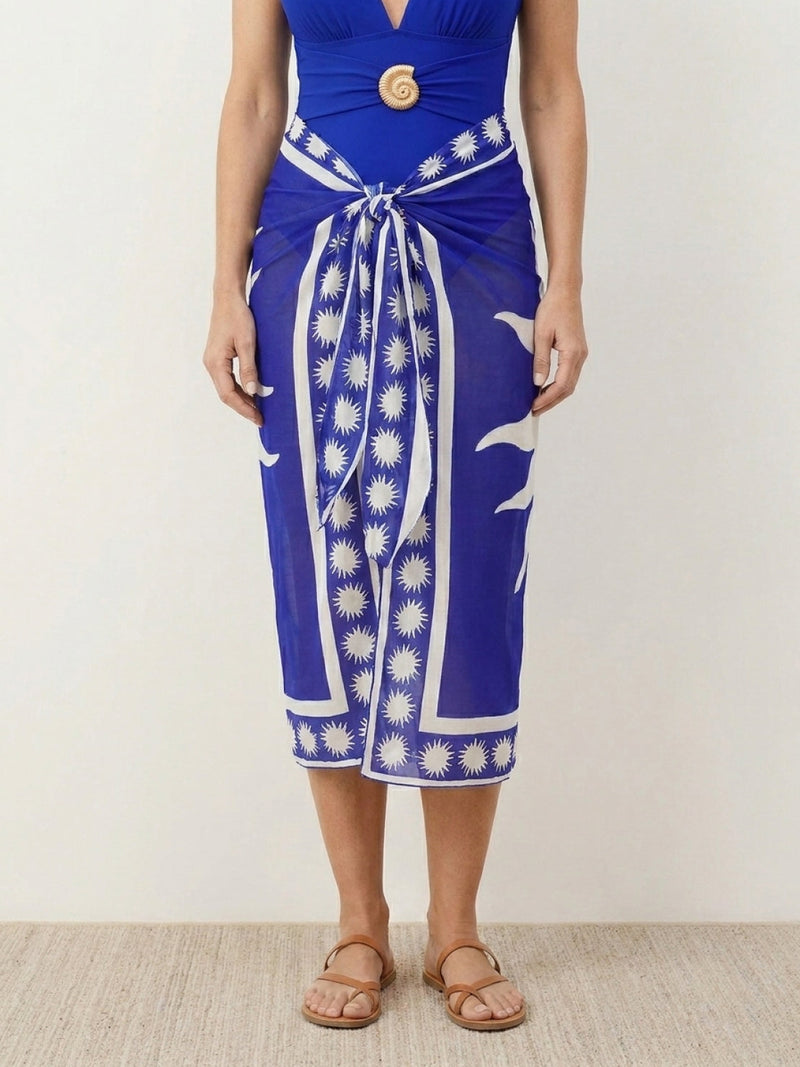 Deep-V Swimsuit with Sarong