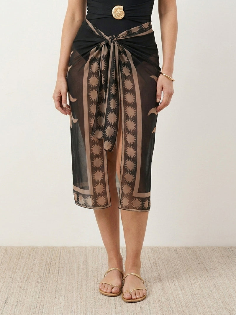 Deep-V Swimsuit with Sarong