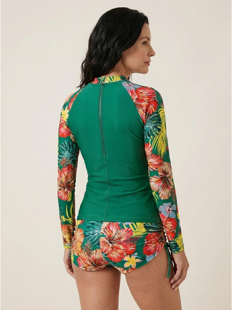 Tropical Print Rash Guard Set