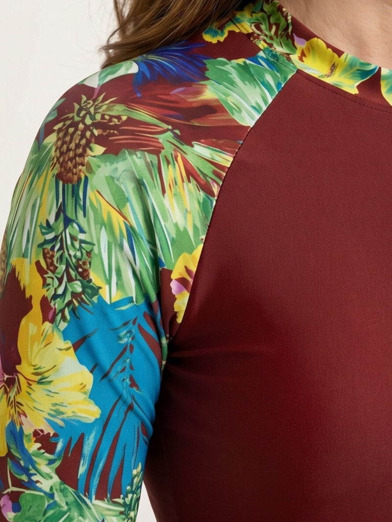 Tropical Print Rash Guard Set