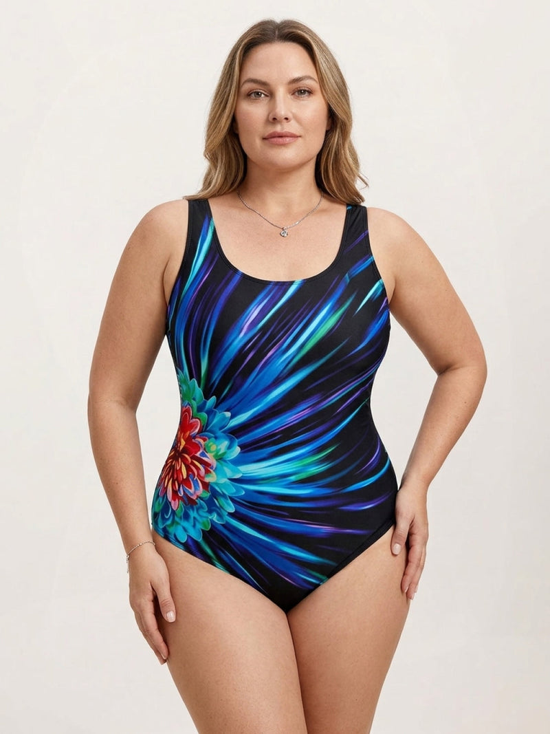Plus Size Bold Print One-Piece Swimsuit