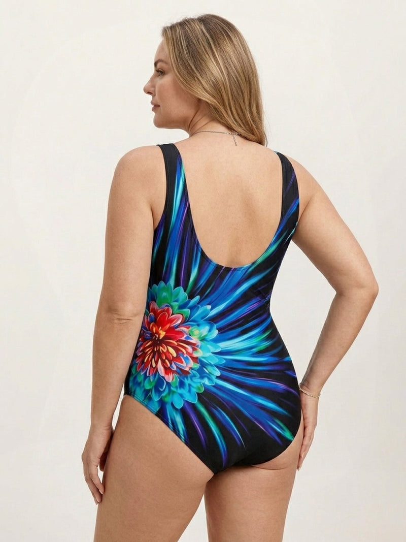 Plus Size Bold Print One-Piece Swimsuit