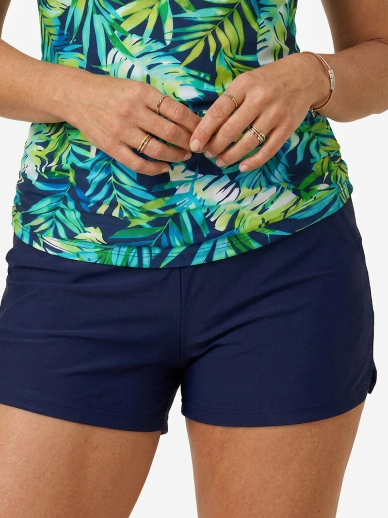 High-Neck Ruched Tankini Set