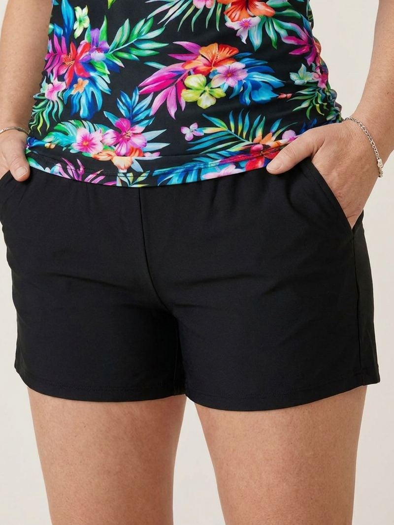 High-Neck Ruched Tankini Set