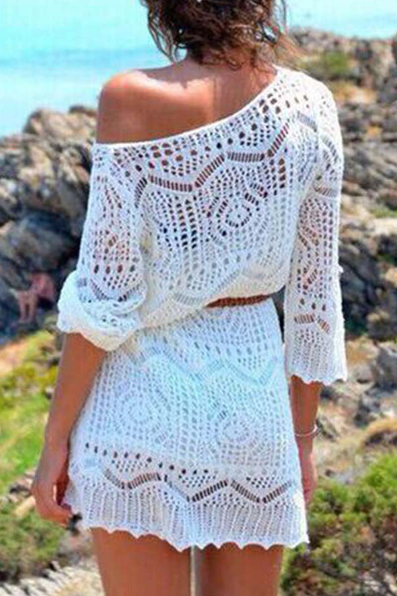 Off The Shoulder Crochet Mini Dress
