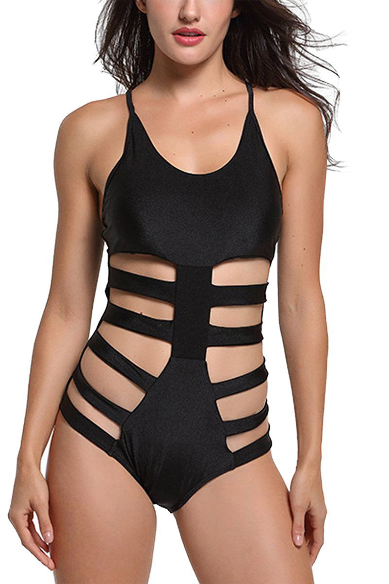 Cut-Out Panel Body-Con Swimsuit
