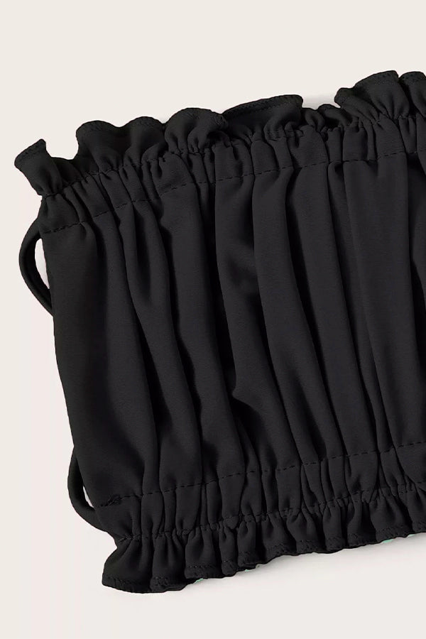 Hollow Pleated Multi-Color Split Bikini Swimsuit