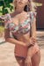 High Waisted Two Piece V Neck Ruffled Printed Bikini Swimsuit