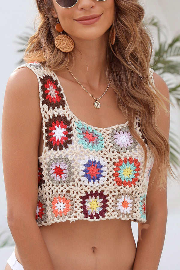 Short-Cropped Vest Crochet Top Clothing