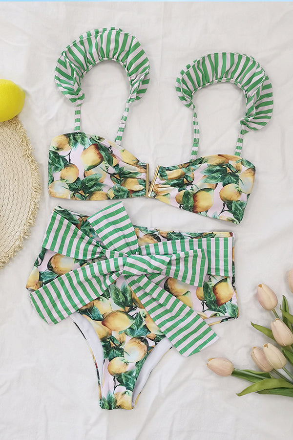 Large Ruffled Lace-Up Bikini