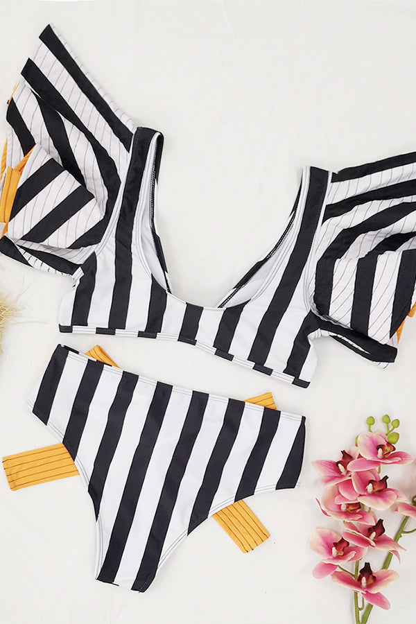 Large Ruffled Lace-Up Bikini