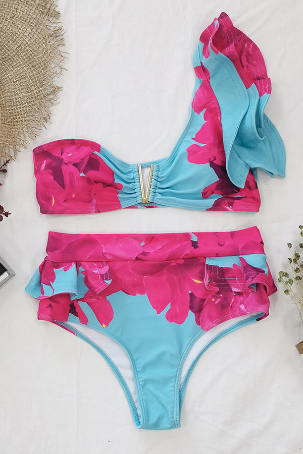 Large Ruffled Lace-Up Bikini