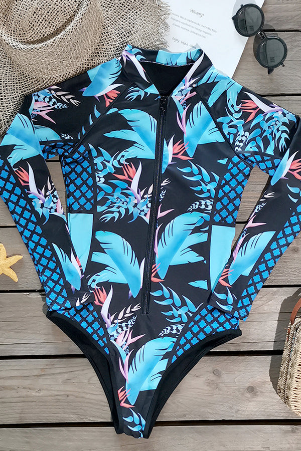 Long-Sleeved Zipper Surfing Swimsuit