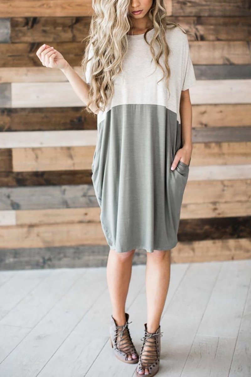 Oversized Tshirt Dress in Colour Block